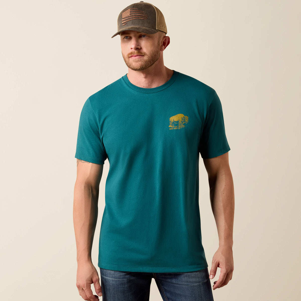 Ariat Bison Wander Flag Classic Fit T-Shirt - Ariat New