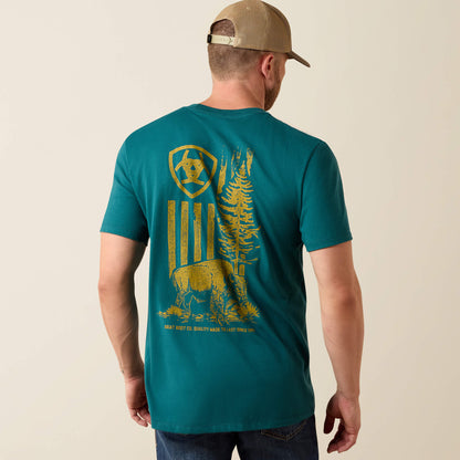 Ariat Bison Wander Flag Classic Fit T-Shirt - Ariat New