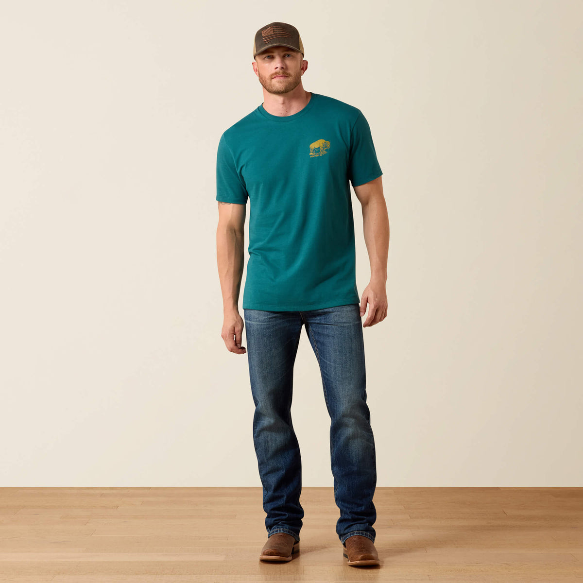 Ariat Bison Wander Flag Classic Fit T-Shirt - Ariat New