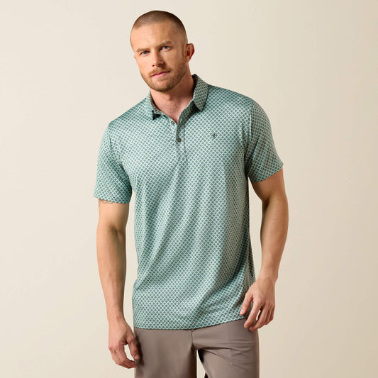All Over Print Heathered Fitted Polo - Ariat Featured