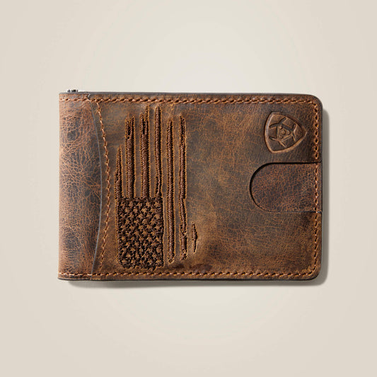 Bifold Slim Wallet Patriot Flag Embroidery - Ariat Popular
