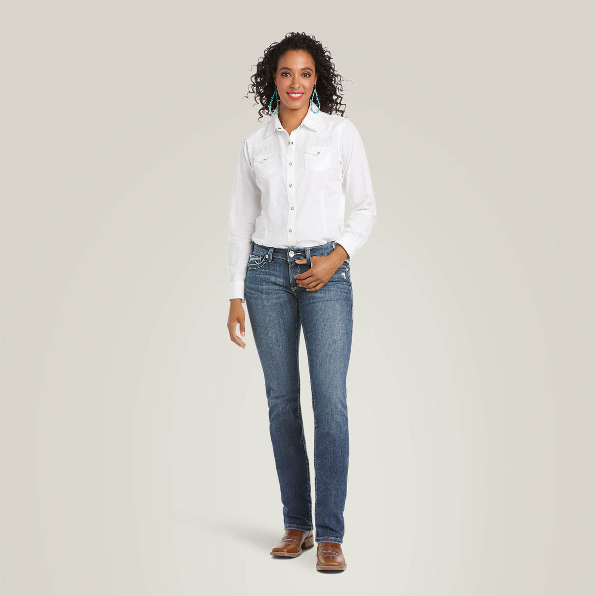 Arrow Fit Mid Rise Gianna Straight Leg Jeans - Ariat Quality