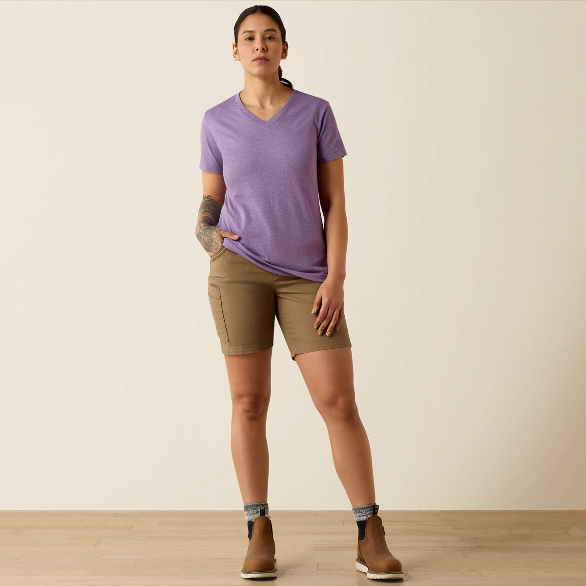 Rebar Cotton Strong Standard V-Neck T-Shirt - Ariat Smart Buy