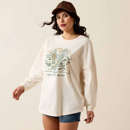 Canvas Oversized Long Sleeve T-Shirt - Ariat Discount