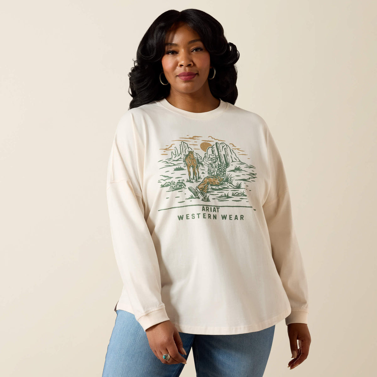 Canvas Oversized Long Sleeve T-Shirt - Ariat Discount