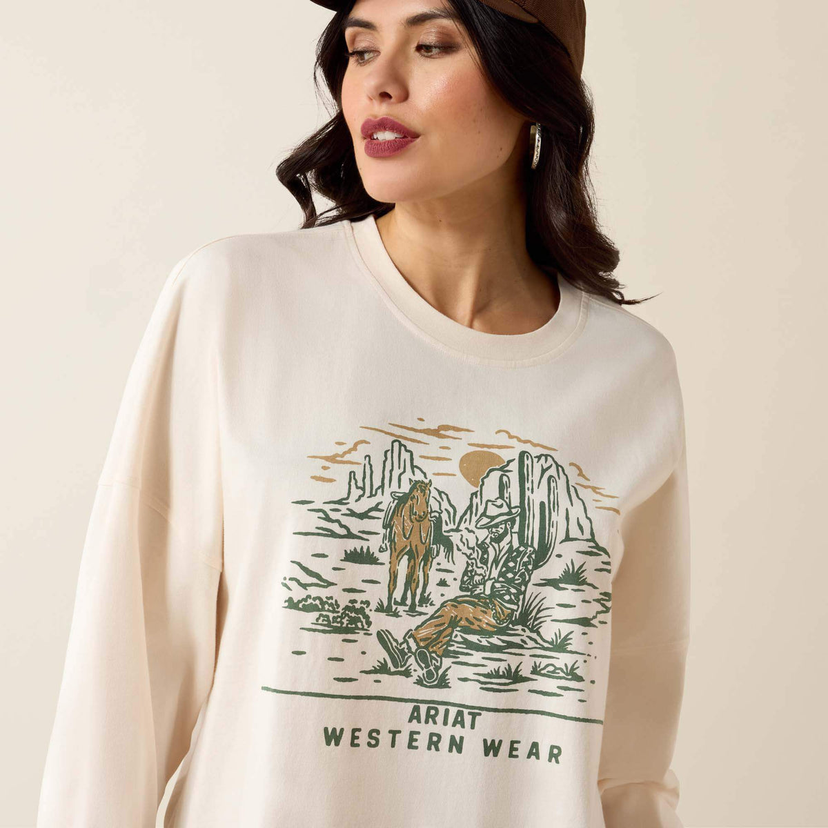 Canvas Oversized Long Sleeve T-Shirt - Ariat Discount